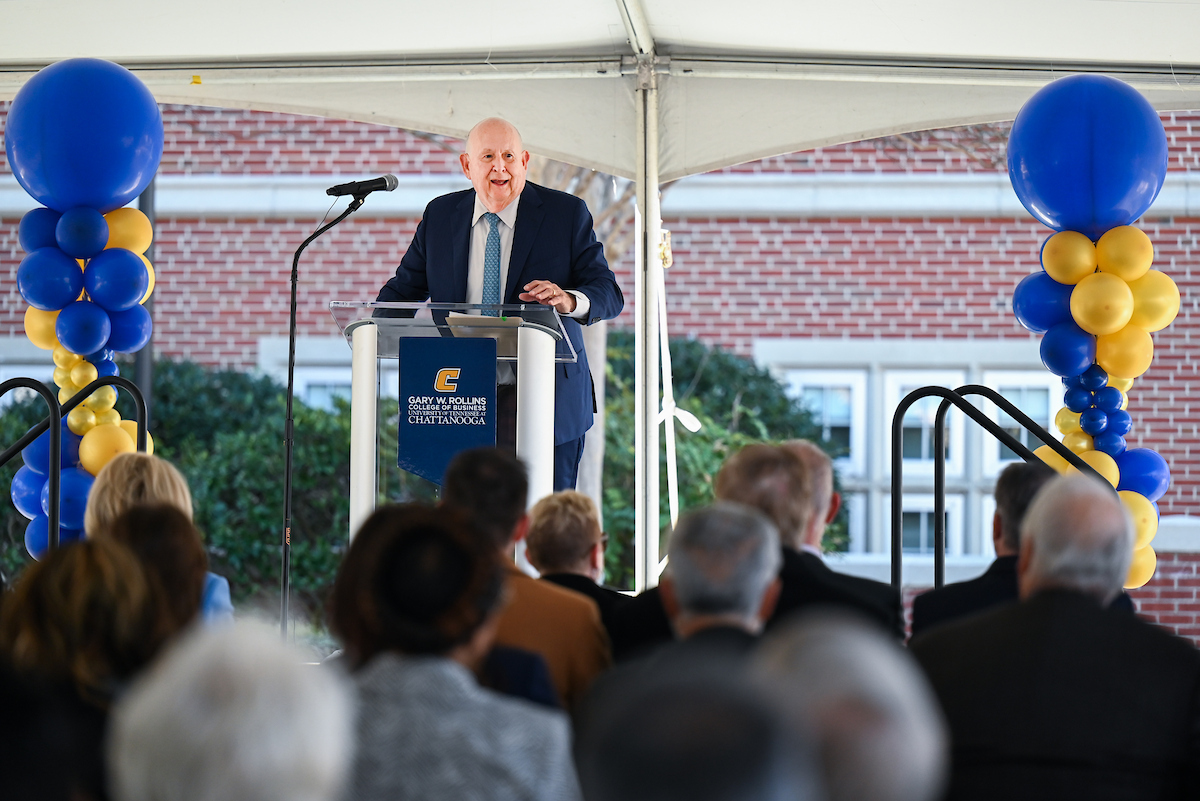 Gary W. Rollins groundbreaking Gary W. Rollins speaking in front of a crowd at the 2025 groundbreaking expansion