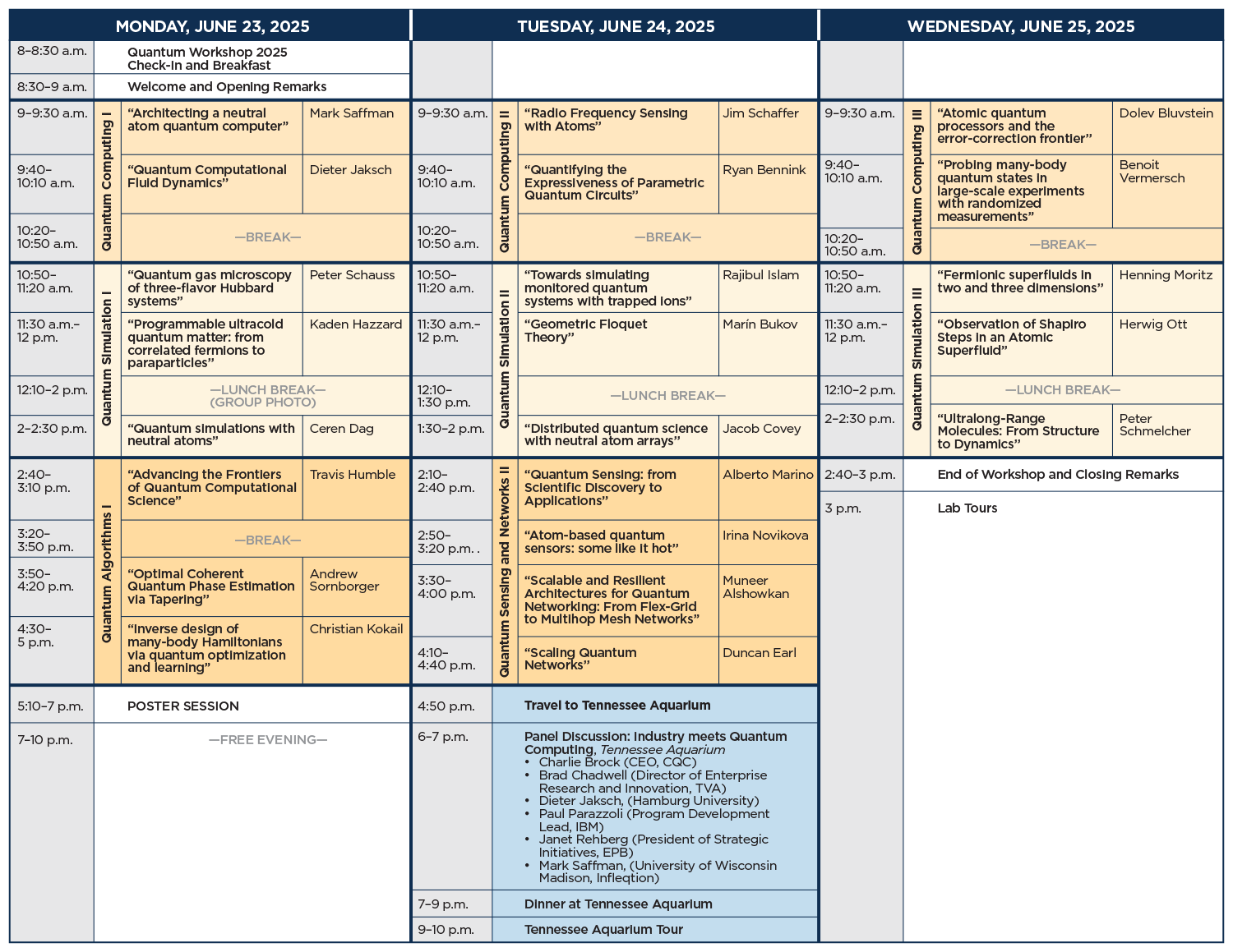 2025 Quantum Workshop Scientific Program
