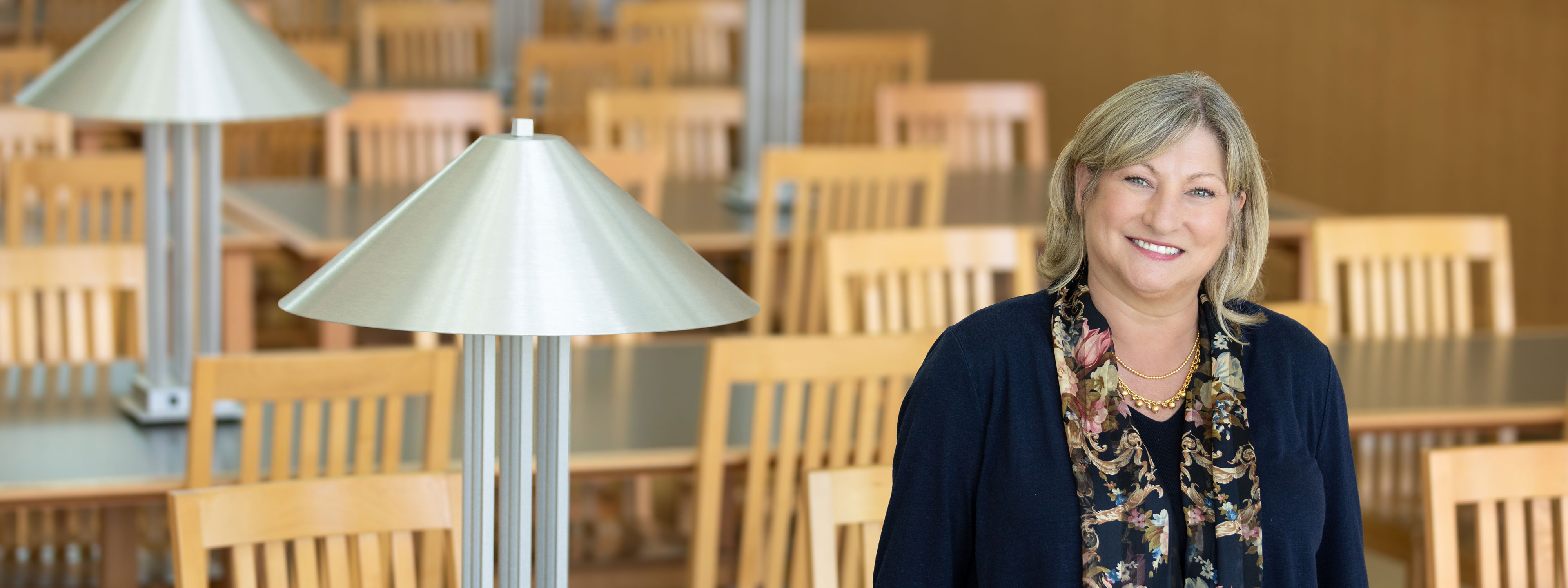 Chancellor Lori Bruce Chancellor Lori Bruce in the library