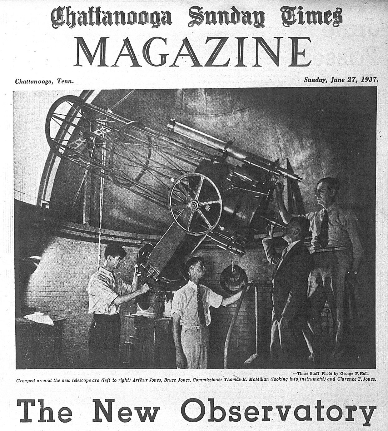 Chattanooga Sunday Times Magazine article about the newly completed observatory in Chattanooga