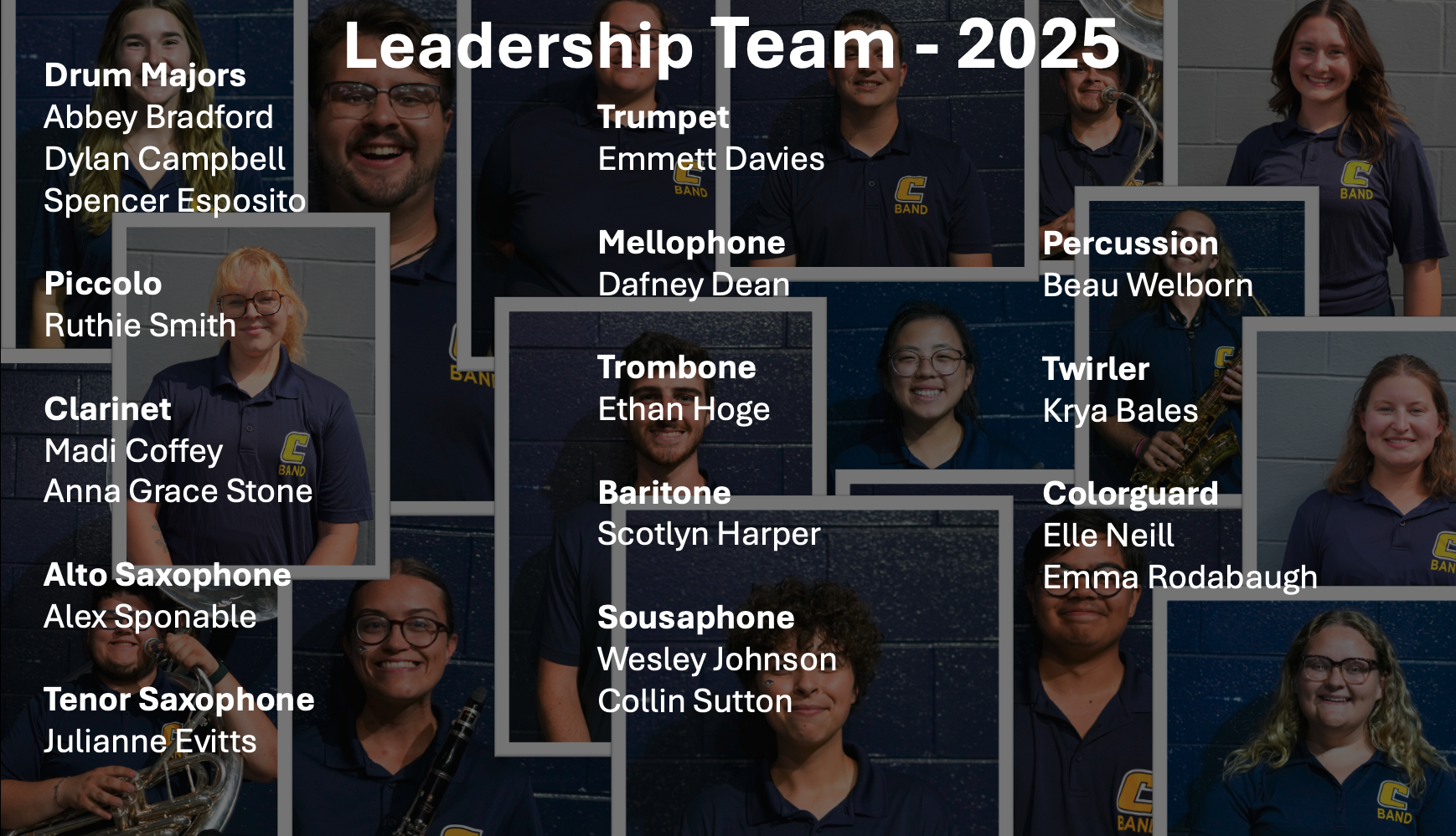 Picture of Leadership Team for Marching Mocs 2025