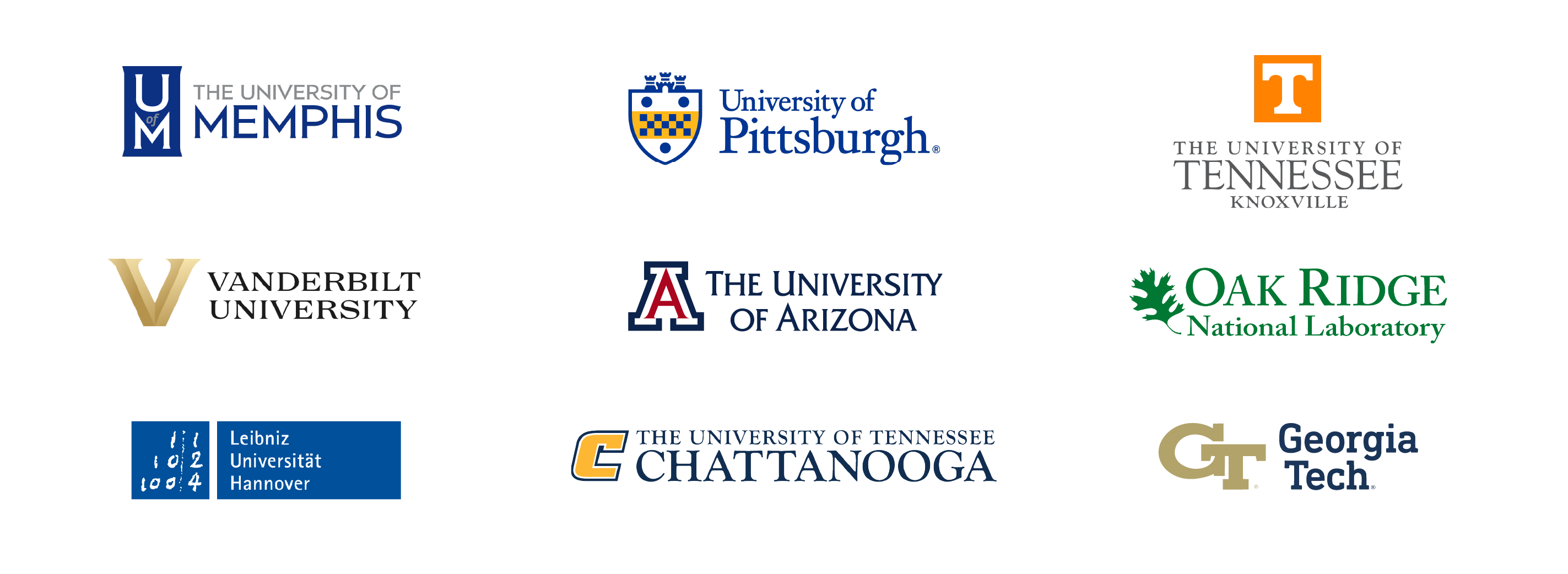 University of Memphis, Vanderbilt University, Hannover University (Germany), University of Pittsburg, The University of Arizona, The University of Tennessee at Chattanooga, University of Tennessee Knoxville, Oak Ridge National Laboratory (ORNL), Georgia Tech