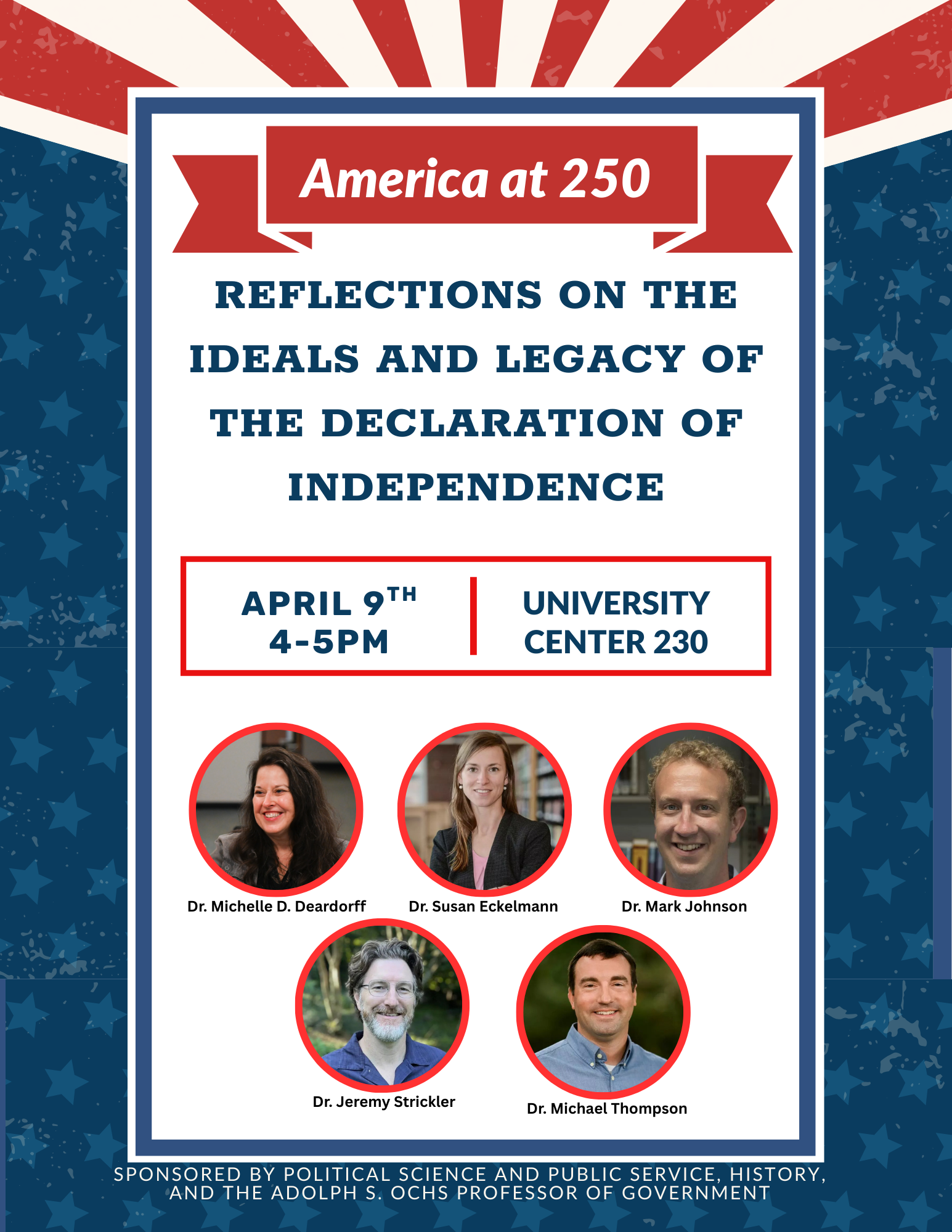 A flier for an upcoming event about the 250th anniversary of the signing of the Declaration of Independence