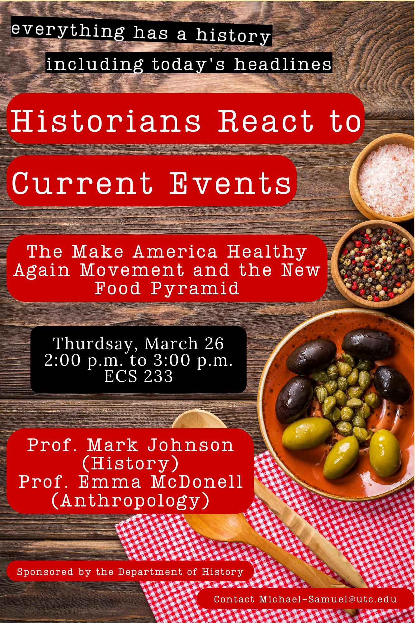 A flier for an upcoming Historians React event