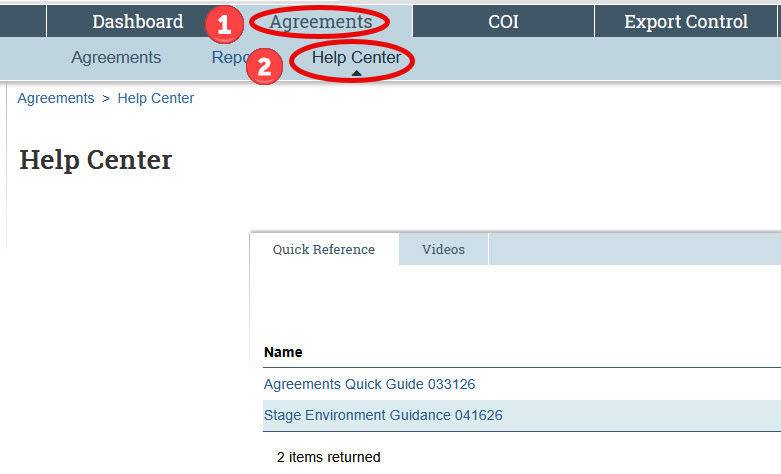 stage environment agreements help center screenshot