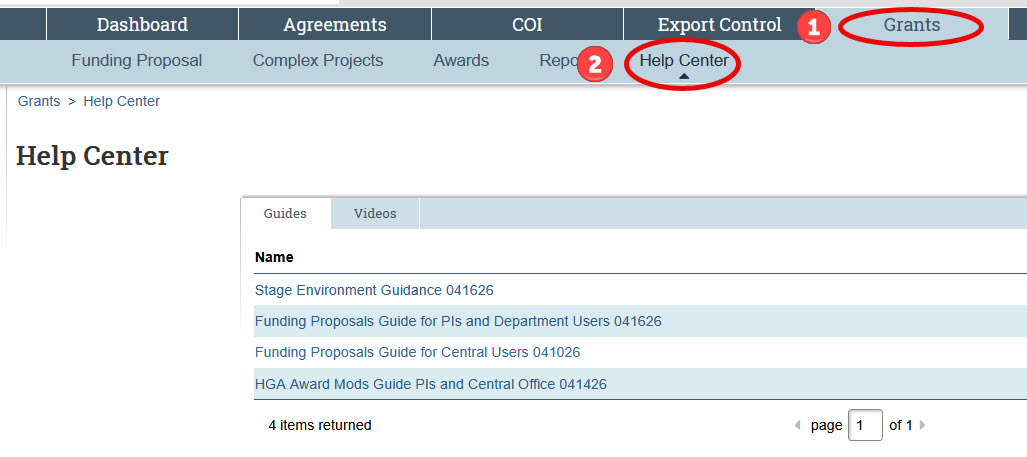 stage environment grants help center screenshot