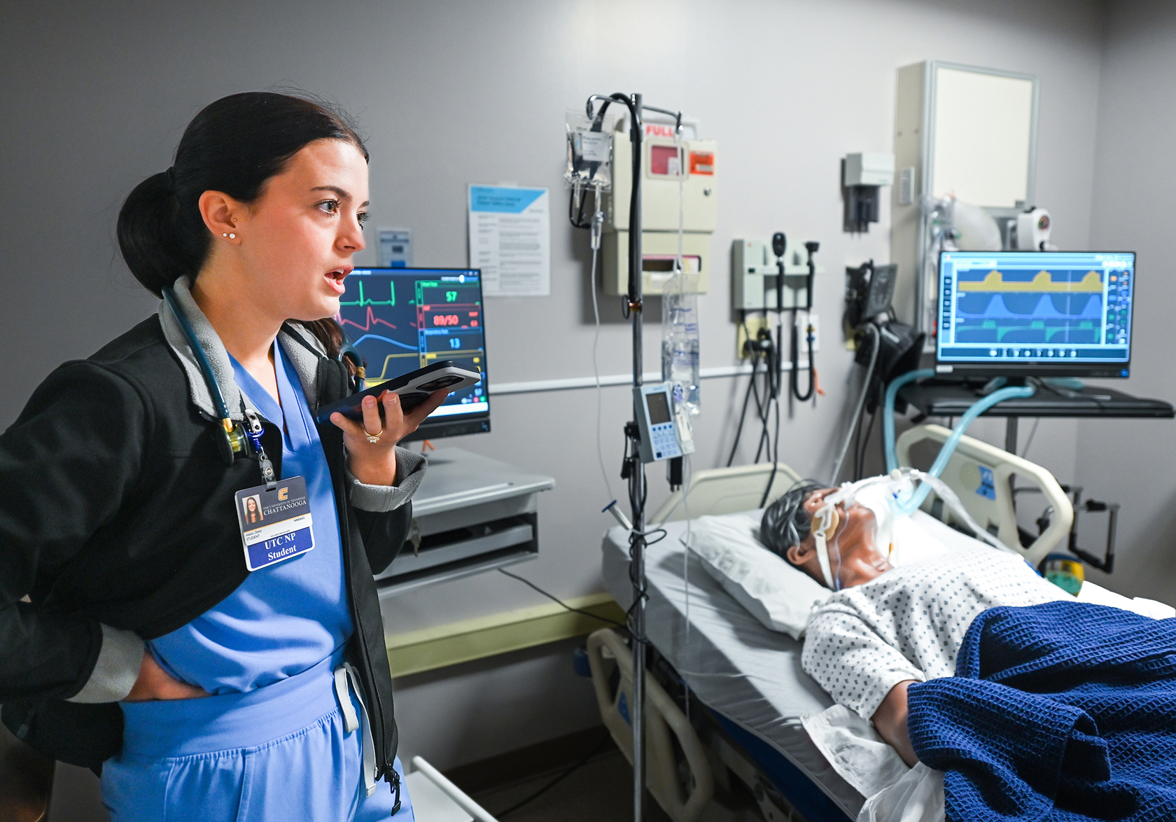 Student Alexis Murray in simulation during her DNP program.
