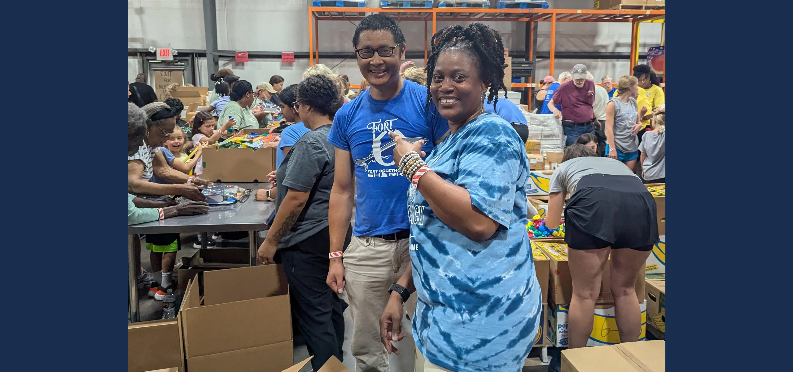 Ziwei Ma and Deborah Barr at the Foodbank