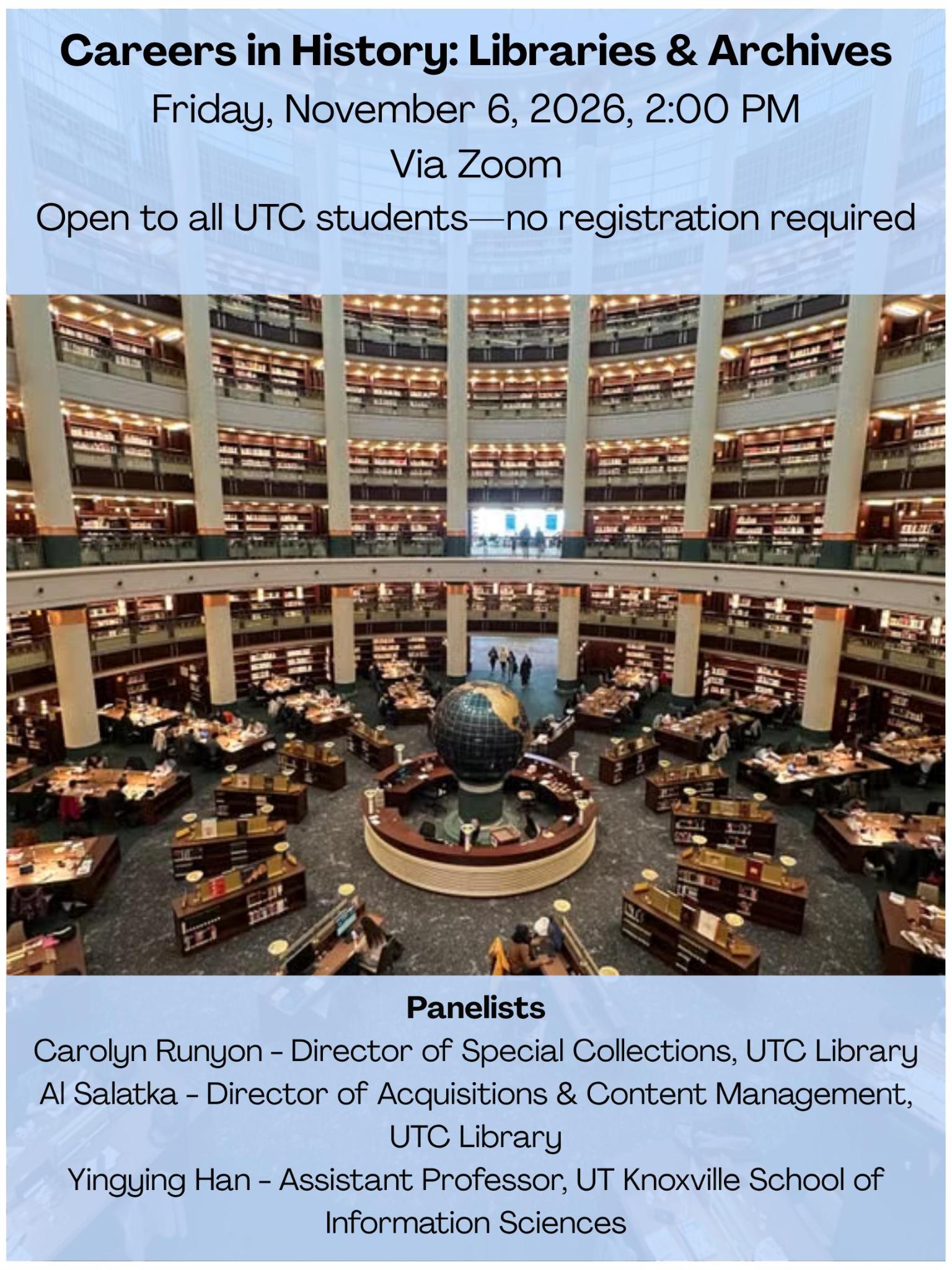 Flier for History Department career panel