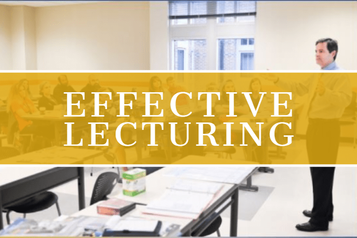 a professor delivering a course lecture to students