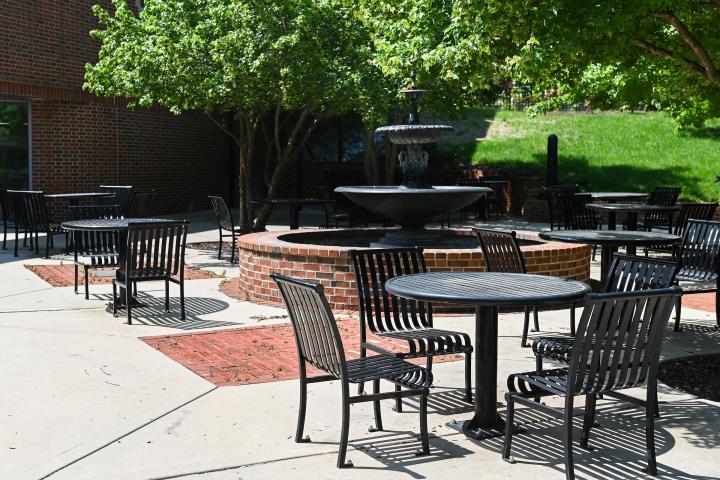 Seating and Fountain outside of Crossroads