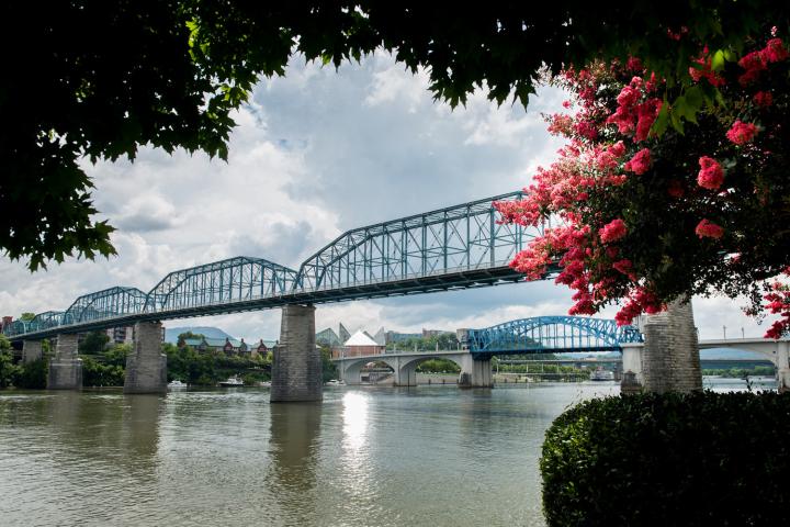 View of the walking bridge from Coolidge park