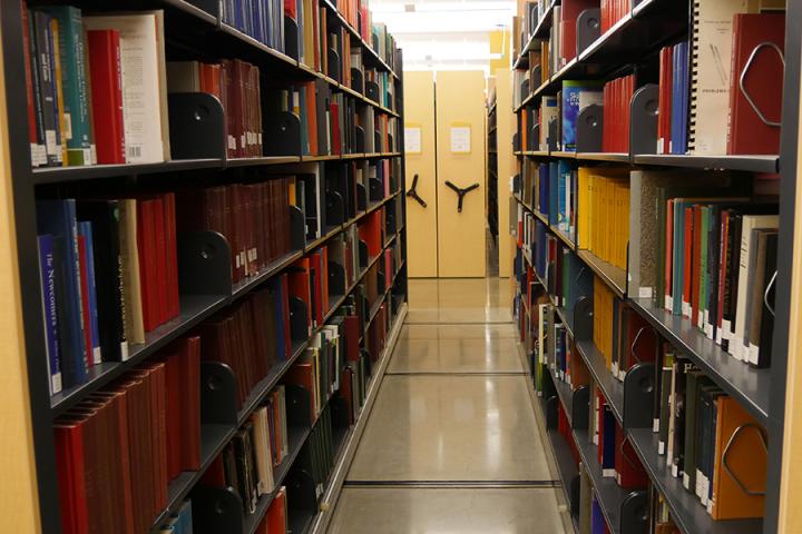 library book shelves on ground floor