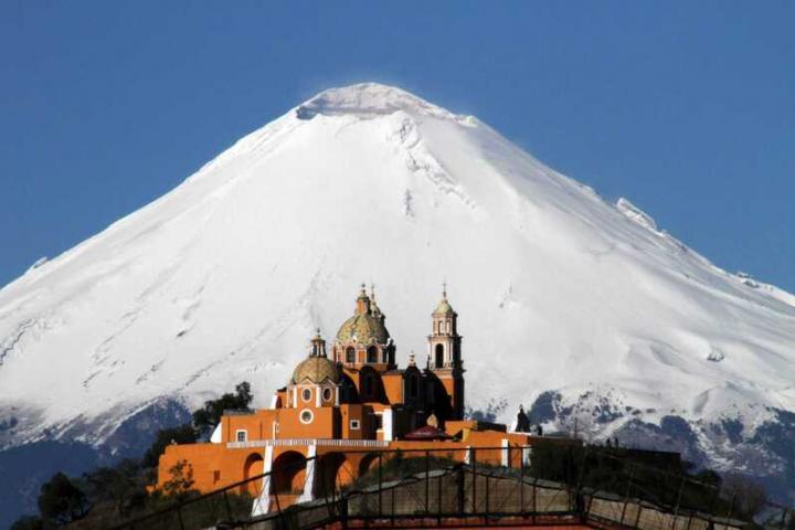 Snow-covered volcano in Puebla