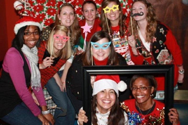 Students wear Christmas sweaters