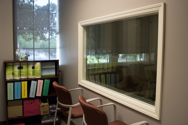 Counseling Center Room 2 two way mirror allows instructors to watch observe room