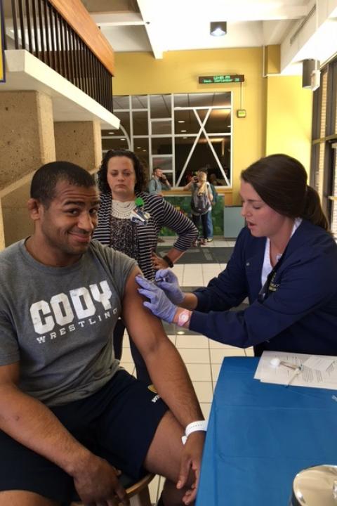 Man getting flu shot