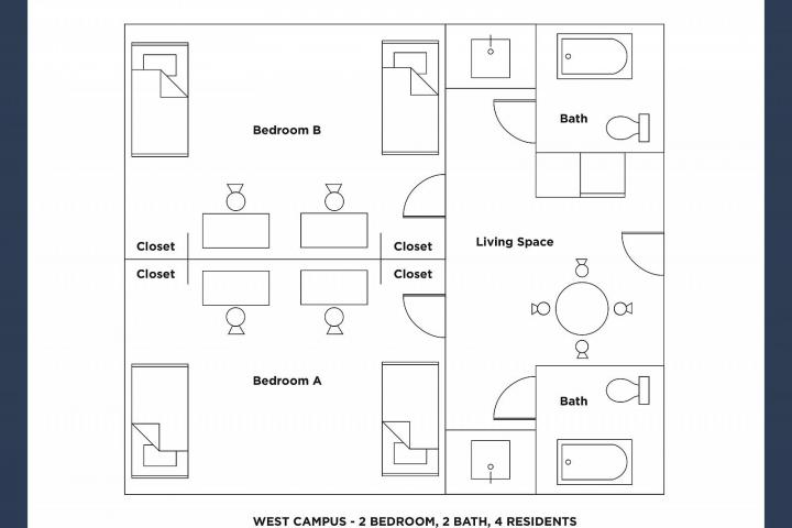 West Campus Blueprint 2 Bed 2 Bath