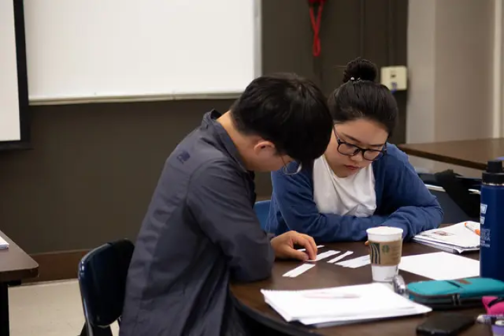 ESL students working