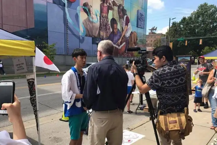 student being interviewed