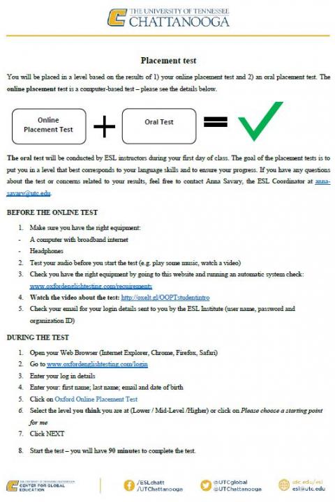 Placement Test ESL Picture