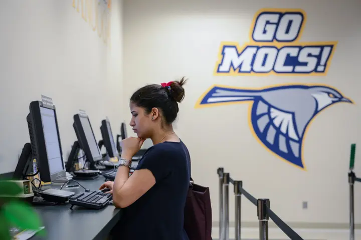 student on computer