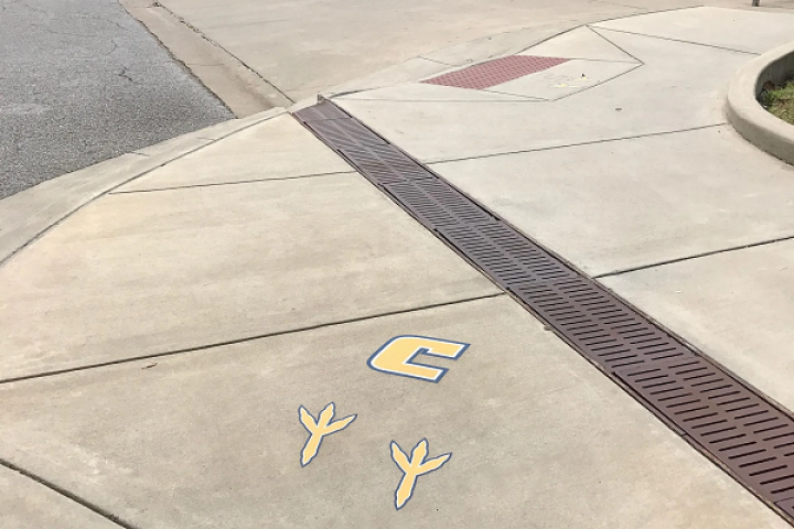 Scrappy marks on sidewalk