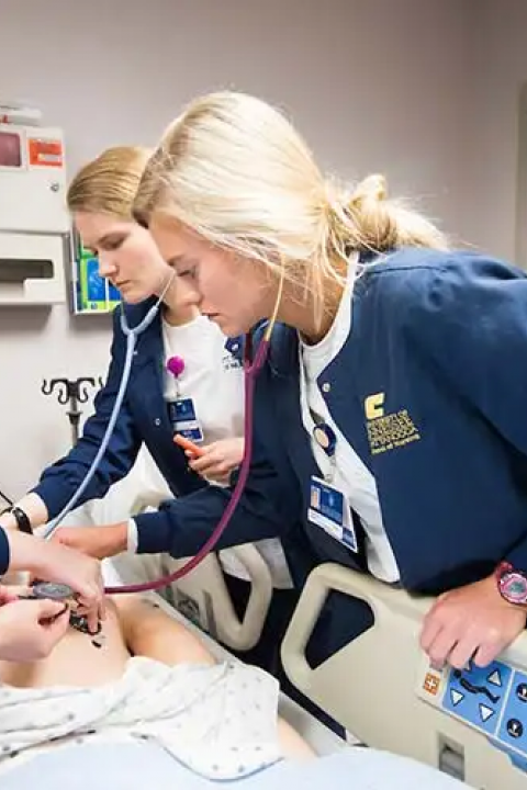 Nursing students working