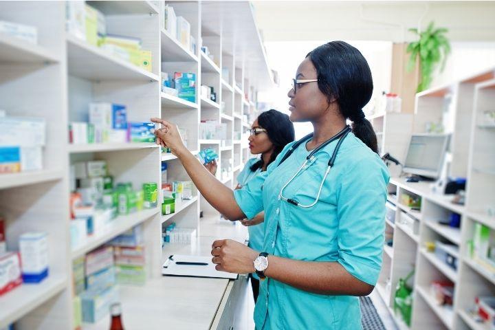 A pharmacy technician looking for a medication