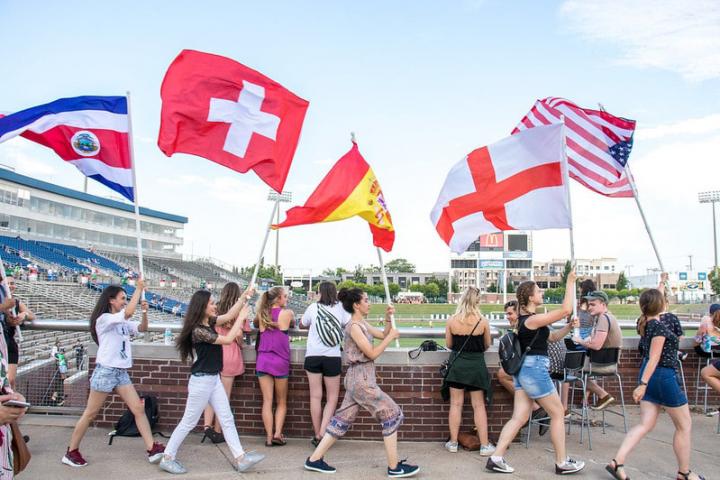 International Students at soccer game