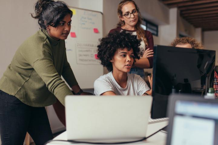 IT Females Working on Projects Stock Photo