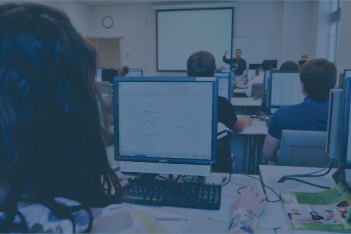 Students working in a computer lab