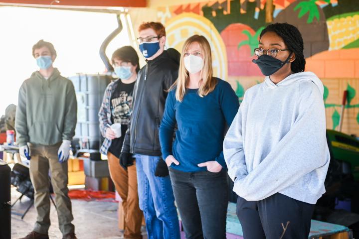 Students standing in a line 