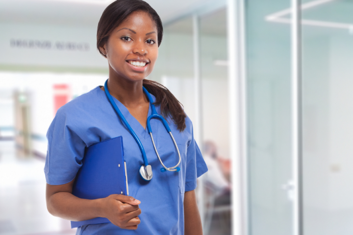 female nursing student smiling at camera