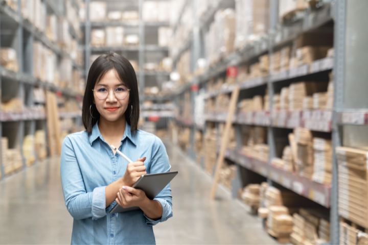 female logistics professional with clipboard female logistics professional with clipboard