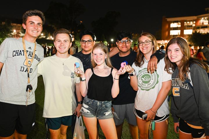 International students at night