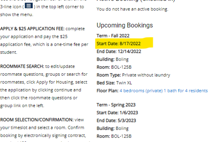 Housing Move In Date