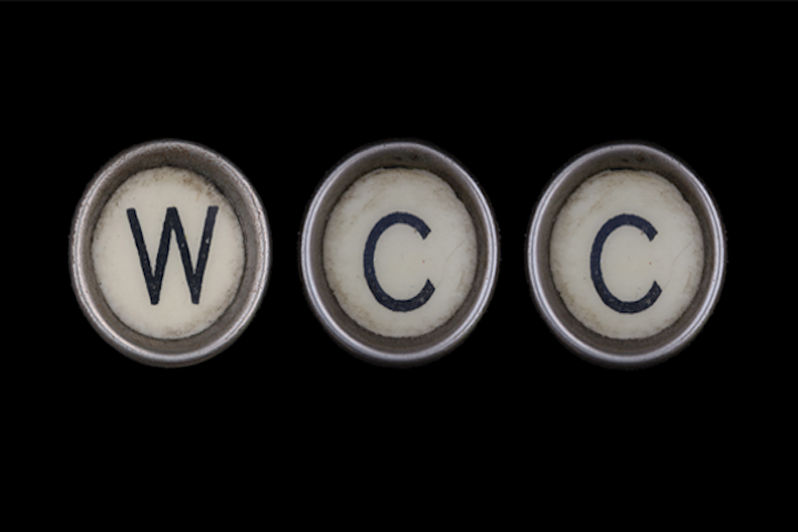 Three typewriter keys that say W, C, C. 