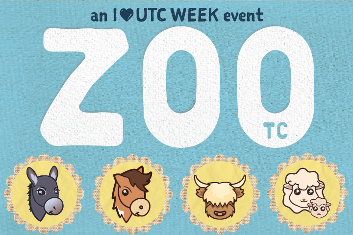 reads "an I love UTC WEEK event Zoo TC" with cartoon images of animals