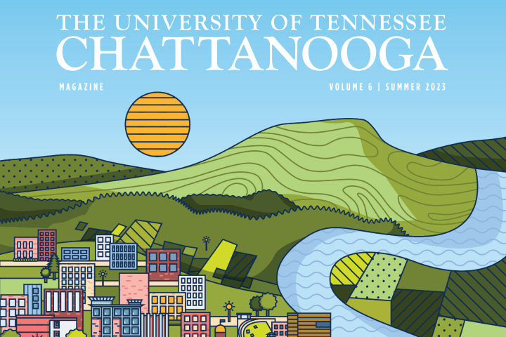 2023 UTC Magazine Cover 2023 UTC Magazine Summer Edition Cover Snippet. Depicts the city of Chattanooga - city buildings, the river, and the mountain line.