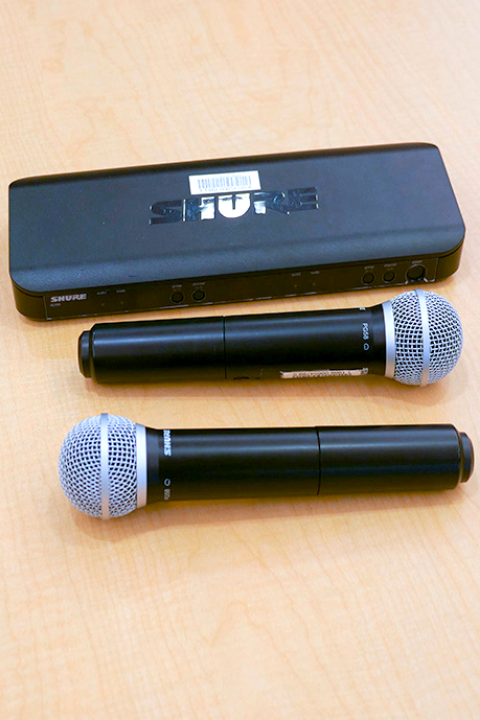 Mic kit with two handheld microphones Photograph of two handheld microphones