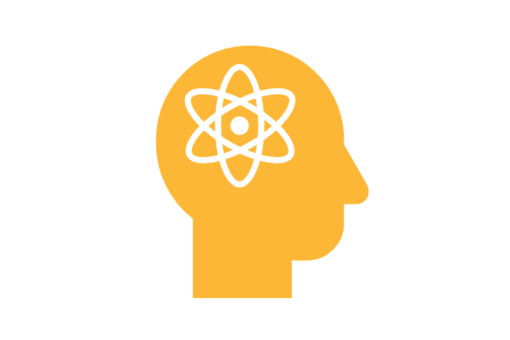 Illustration of an atom inside a person's head