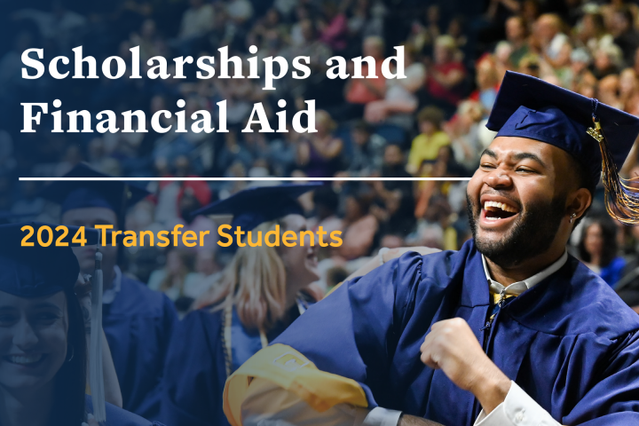 Transfer Student - Scholarship and Financial Aid Brochure Brochure cover titled "2024 Transfer Students: Scholarships and Financial Aid"