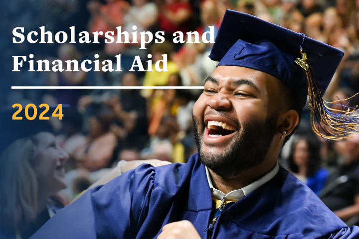 Freshmen 2024 Financial Aid brochure 2024 Freshmen brochure titled "Scholarships and Financial Aid: 2024"