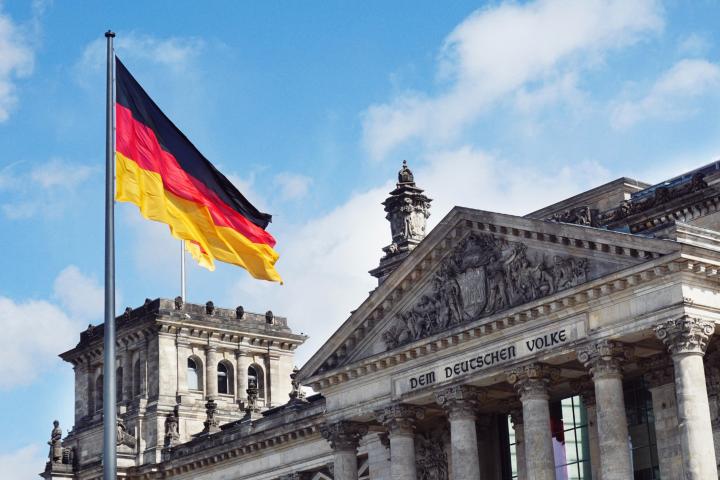 German Flag and Building