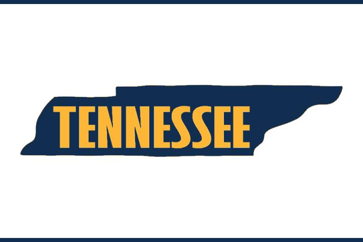 graphical image of the state of Tennessee in UTC blue with the name in UTC gold.