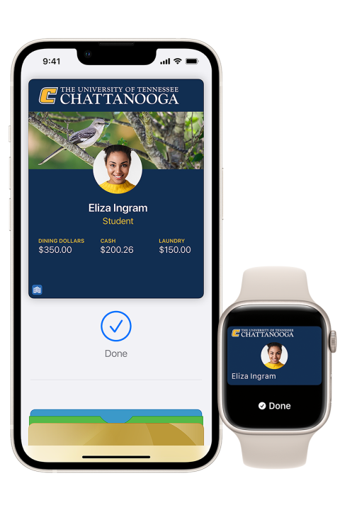 Mobile MocsCard MocsCard image displayed on an iPhone and iWatch.