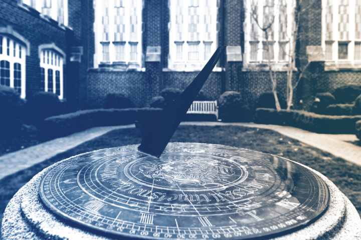 Blue and Gold Sundial closeup