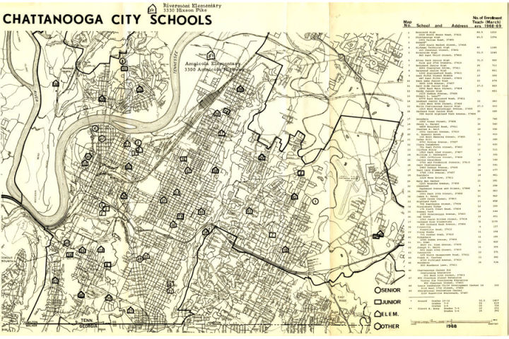 Chattanooga city schools map, 1968 Chattanooga city schools map, 1968