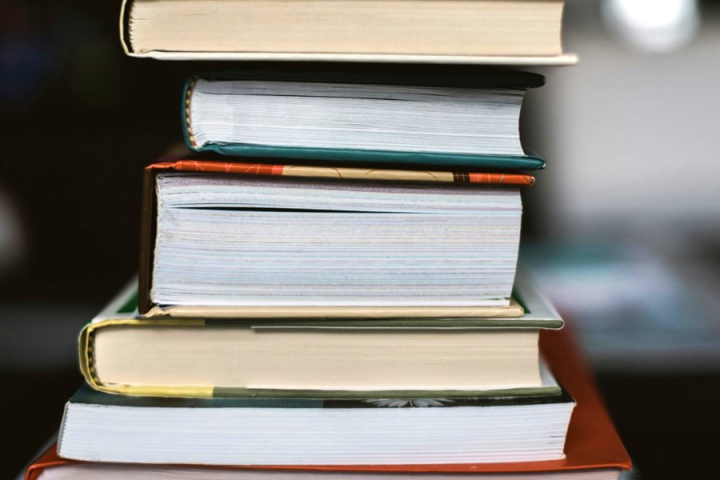 A stack of academic books